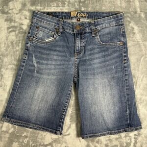 KUT FROM THE KLOTH Womens Denim Shorts Size 4 Blue Distressed Mid Rise Bermuda